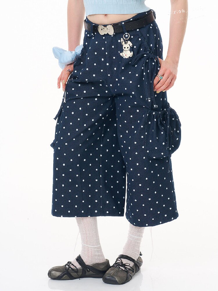 Dark Blue Polka Dot Casual Pants【s0000016603】