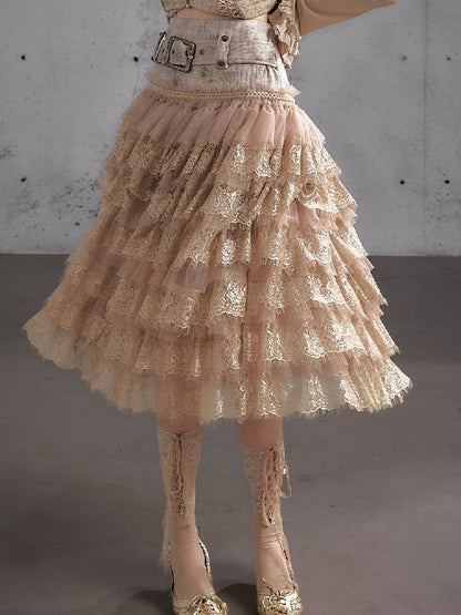 Lace Patchwork Tulle Cake Skirt【s0000019163】