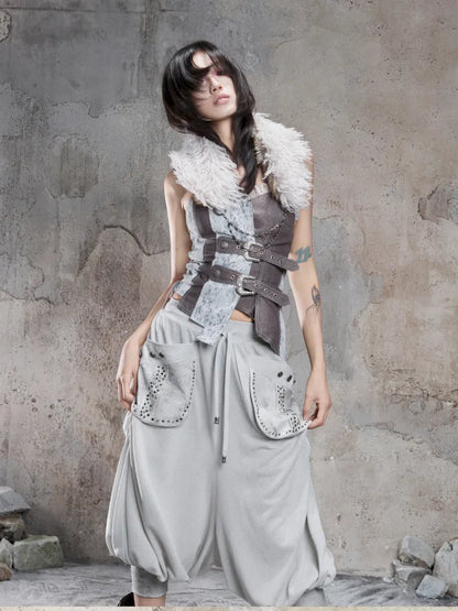 Cropped Wide-Leg Pocket Skirt【s0000014137】