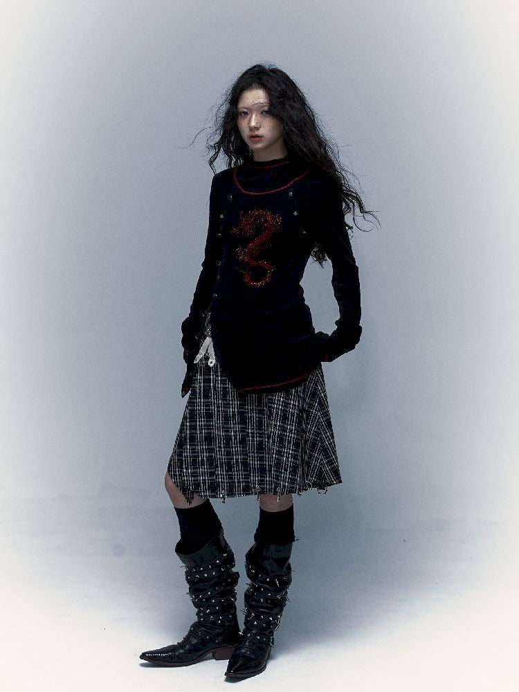 Peplum irregular pleated bustier midi skirt【s0000005970】