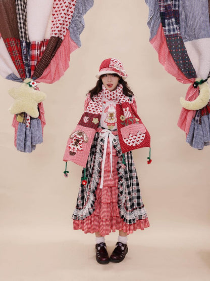 Checkered Jacquard Lace Dress【s0000019289】