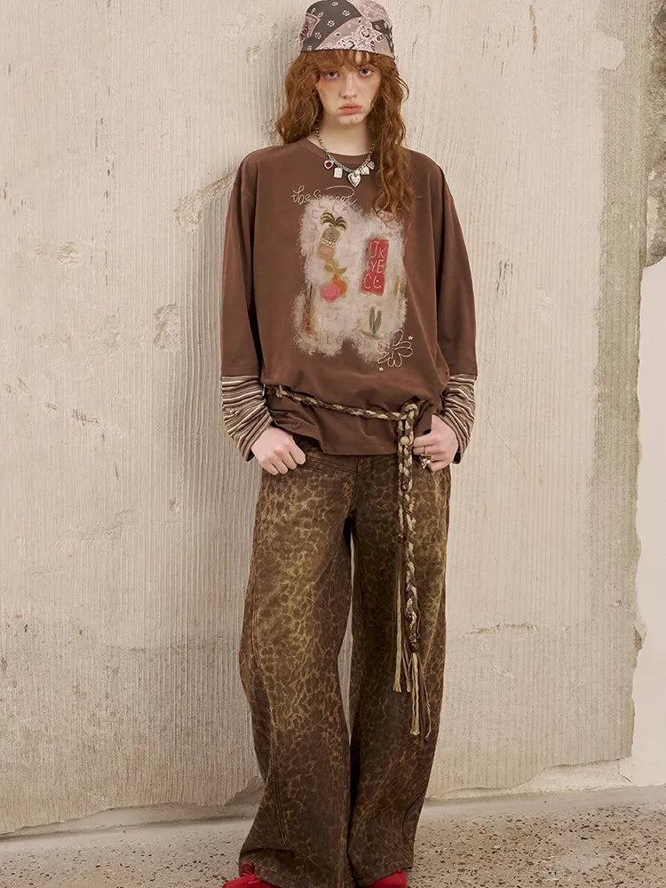 Patchwork Oversized Long-Sleeve T-Shirt【s0000014044】