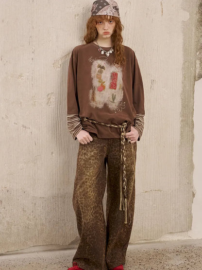 Patchwork Oversized Long-Sleeve T-Shirt【s0000014044】