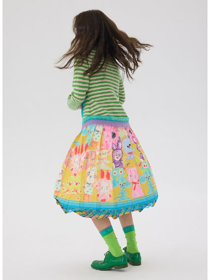 Graffiti Pleated Lace Slimming Skirt【s0000016194】