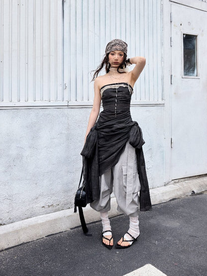 Romantic Lace-Up Bow Bandeau Top【s0000016866】