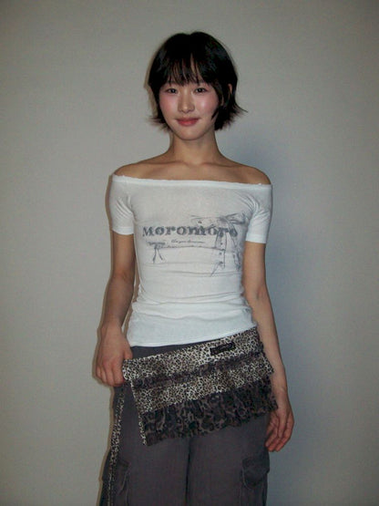 One-shoulder Slim short-sleeved T-shirt【s0000012529】