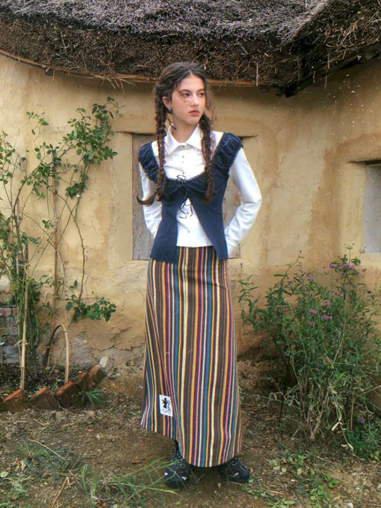 Blue Plaid Polka Dot Long Shirt【s0000014902】