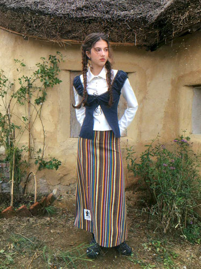 Blue Plaid Polka Dot Long Shirt【s0000014902】