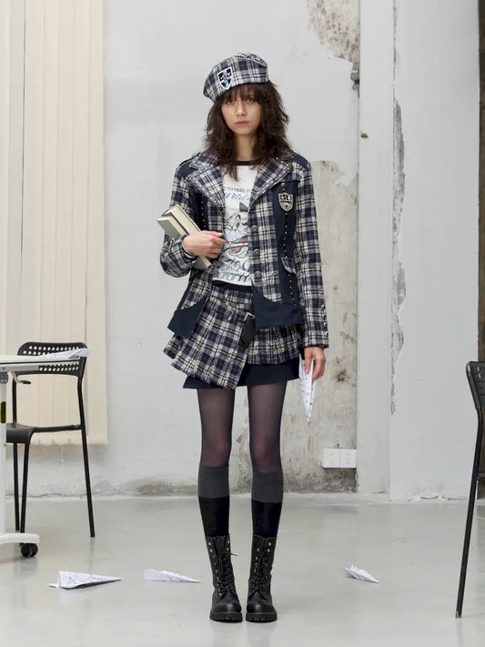 College Style Asymmetric Suit Pleated Skirt【s0000014205】