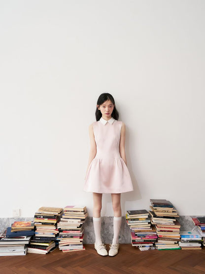 Pale Pink Glossy Satin Vest Dress【s0000011954】