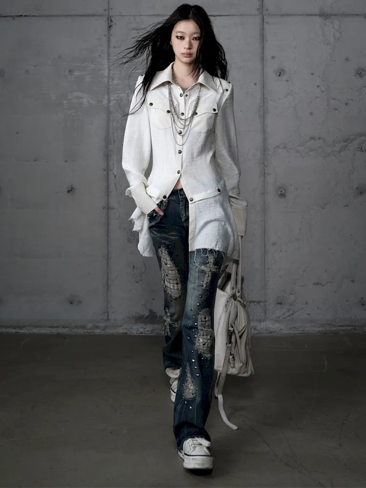 Leather Detachable Long-Sleeved Shirt【s0000014119】