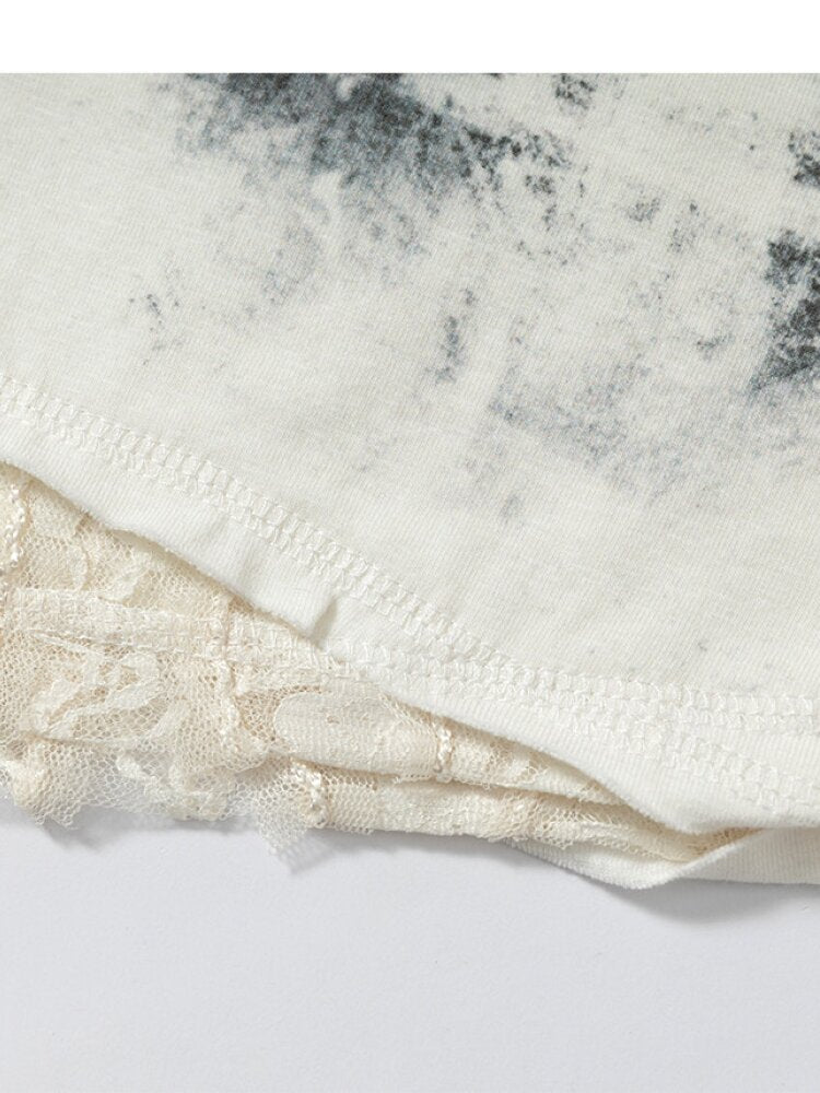 Lace Stitched Hooded T-Shirt【s0000015545】