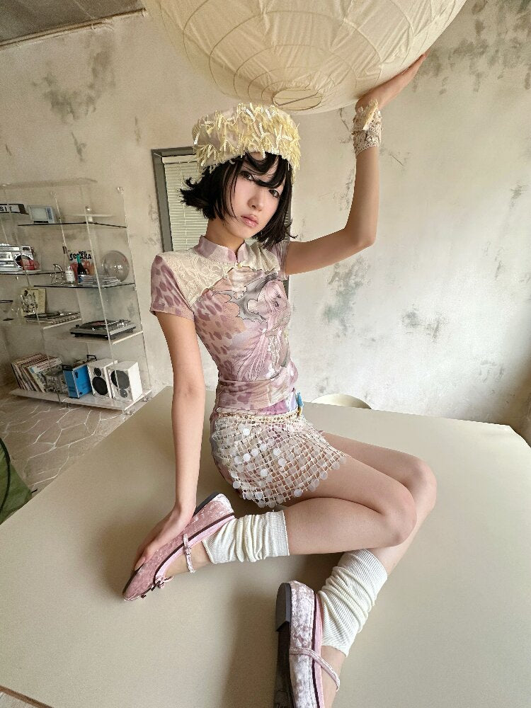 Sequin Flower Psychedelic Skirt【s0000018081】