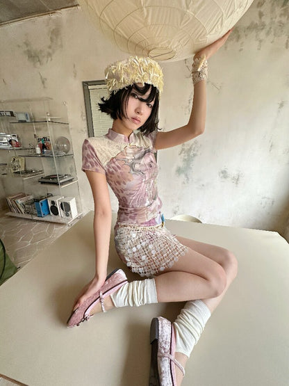 Sequin Flower Psychedelic Skirt【s0000018081】