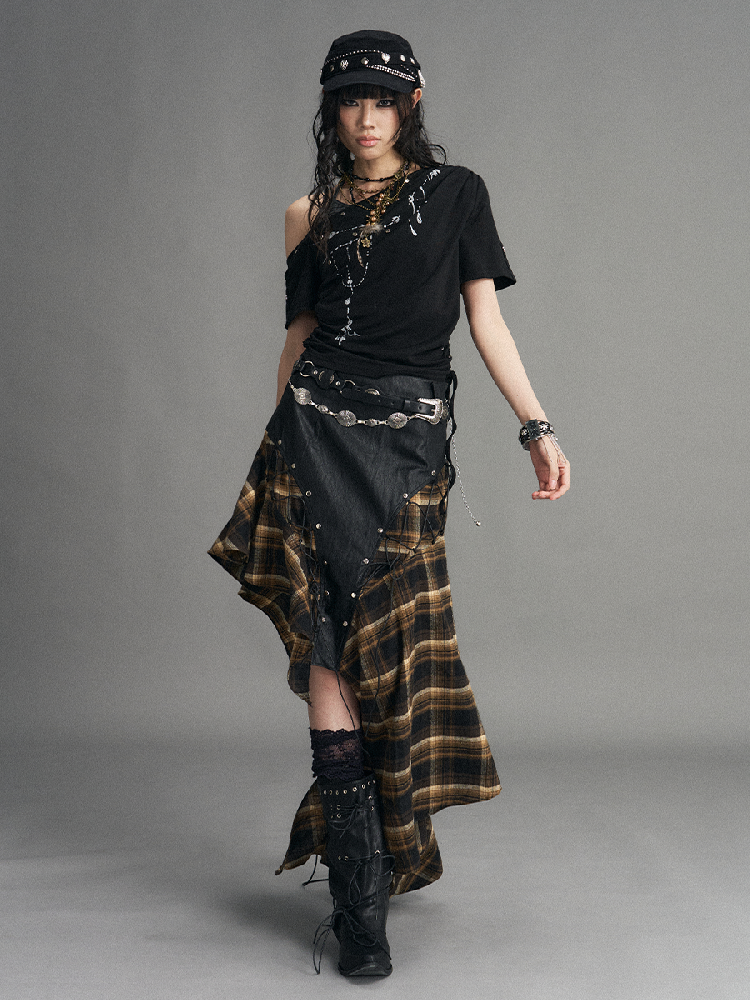 Punk Retro Strappy Plaid Skirt【s0000017534】