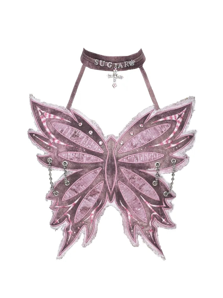 Butterfly Bandeau Mesh Base Jacket Two-Piece Set【s0000014030】