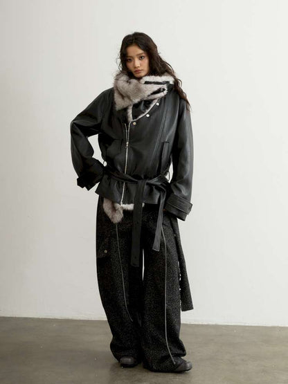 Detachable Fur Collar PU Jacket【s0000015196】