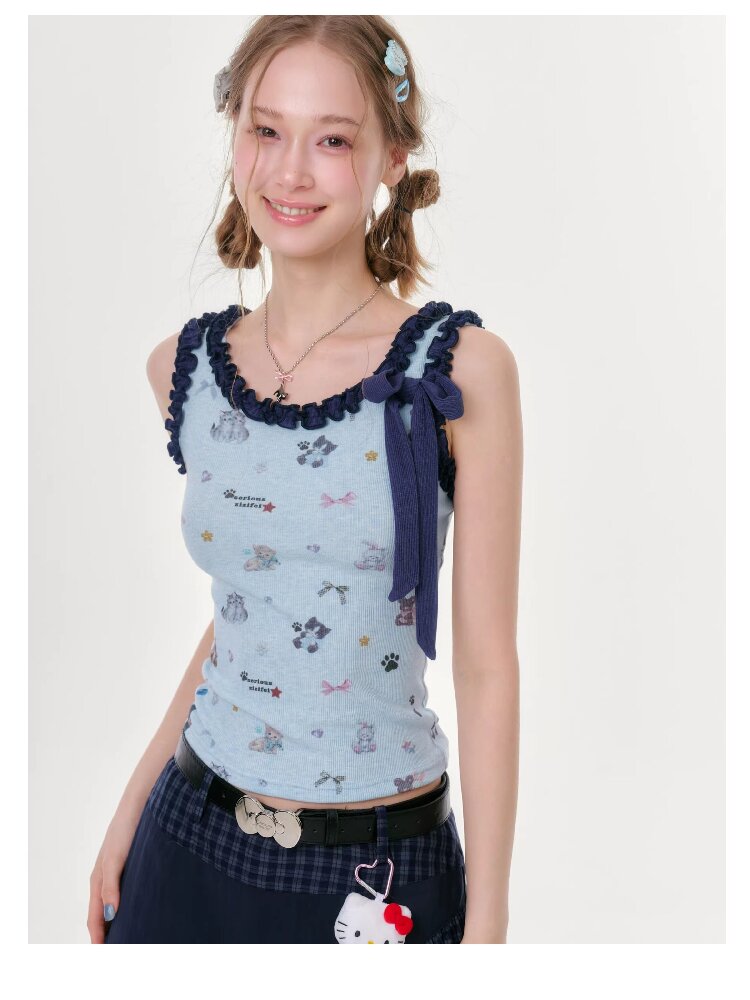 Printed Fungus Slim Camisole Top【s0000016622】