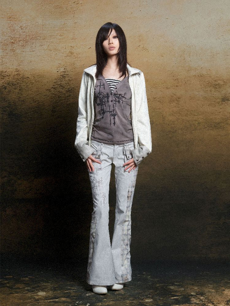 토템 크로스 인쇄 긴 슬리브 티셔츠 [S0000011819]