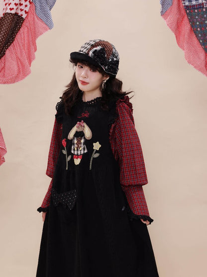 Corduroy Rabbit Strawberry Dress【s0000019288】
