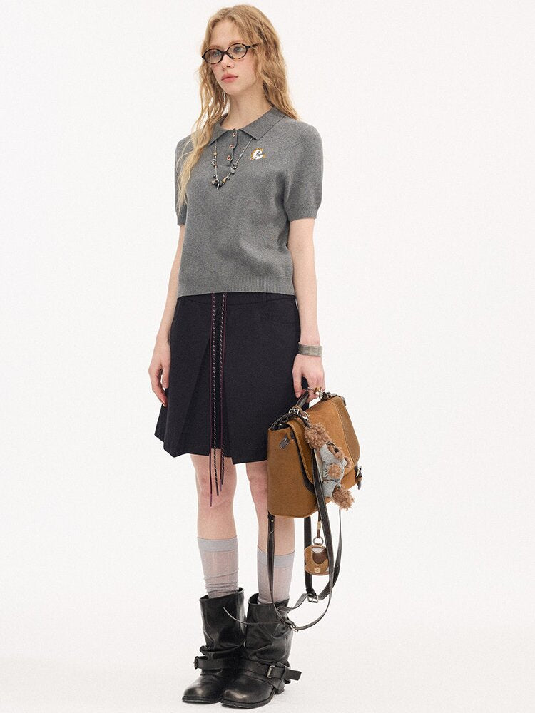 Pony Pigtails Polo Knitted Shirt【s0000015897】