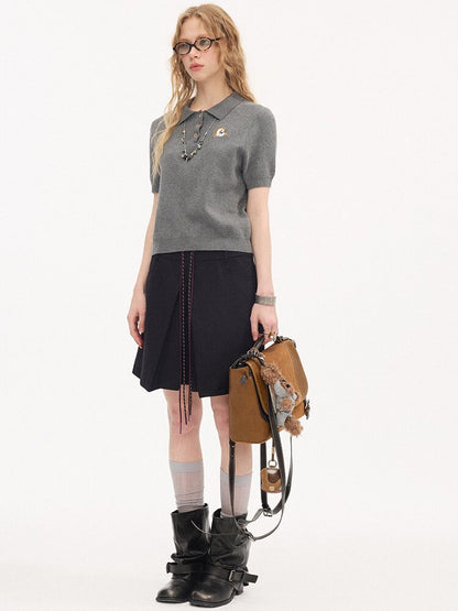 Pony Pigtails Polo Knitted Shirt【s0000015897】
