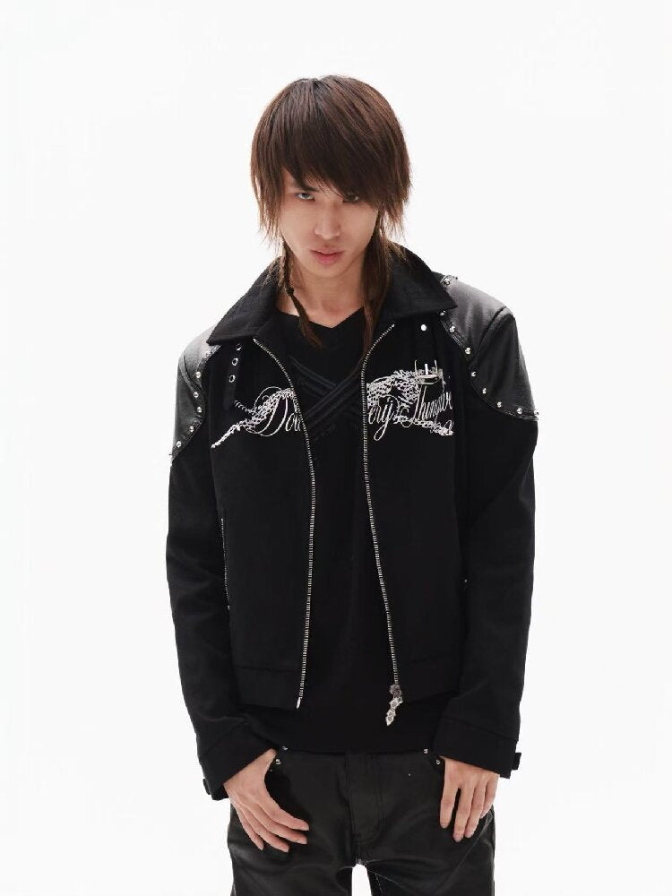 Leather Armor Rivet Canvas Jacket【s0000018352】