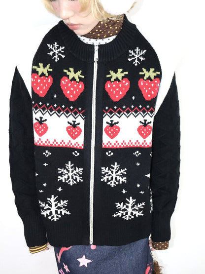 Strawberry Fair Isle Jacquard Sweater【s0000018669】
