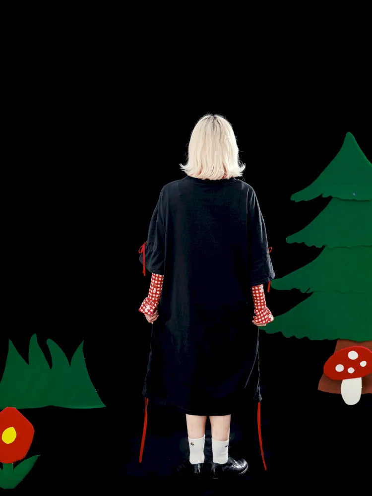 Original Pattern Drawstring Convertible T-Shirt Dress【s0000013932】