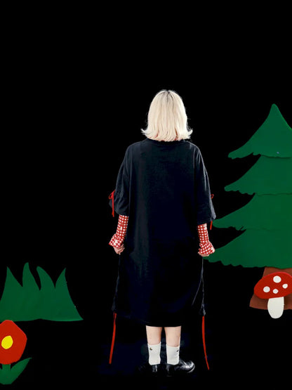 Original Pattern Drawstring Convertible T-Shirt Dress【s0000013932】