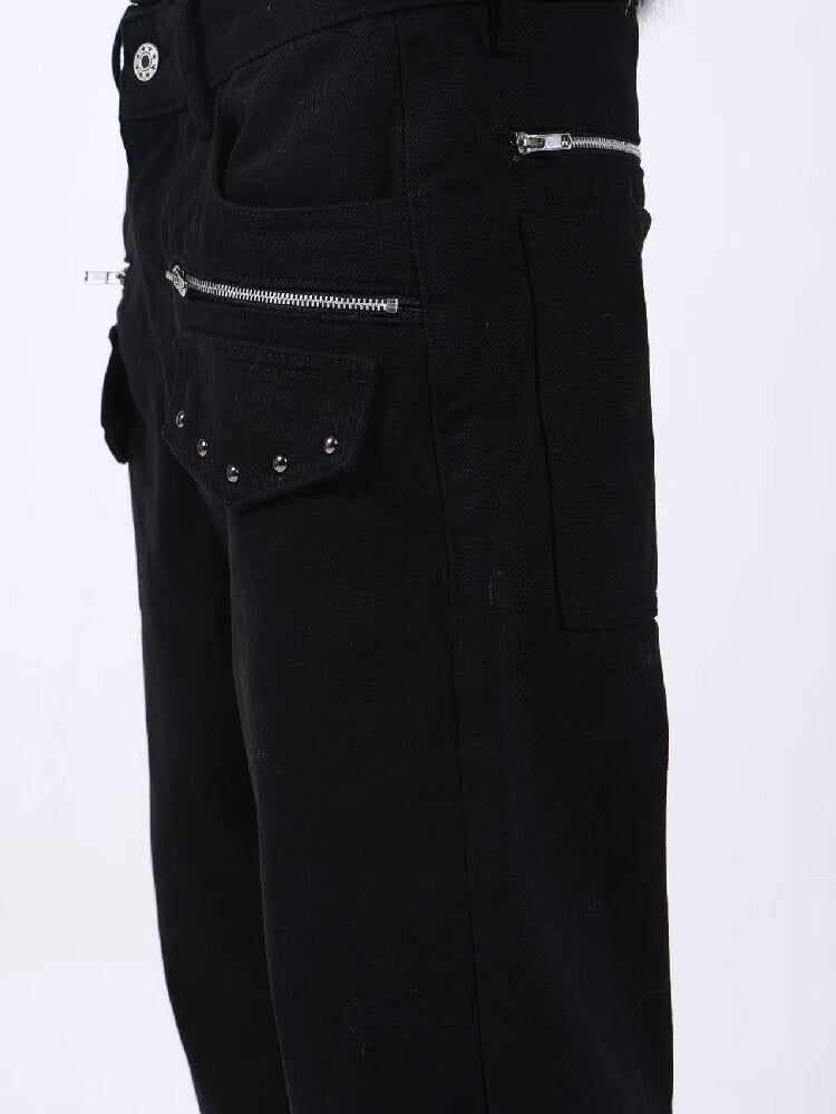 Washed Denim Metal Zip Stacking Jeans【s0000018189】