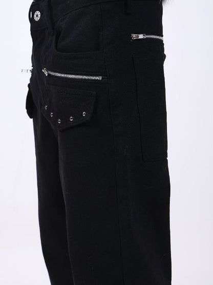 Washed Denim Metal Zip Stacking Jeans【s0000018189】