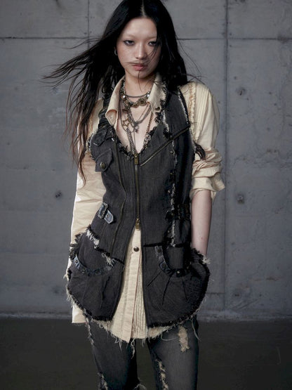 Stacked Waisted Irregular Vest【s0000013472】