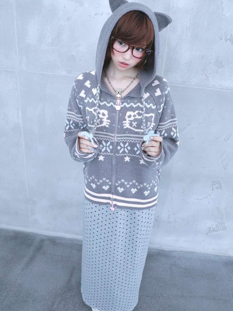 Ghost Horse Grey Fair Isle Hooded Jacket【s0000014697】
