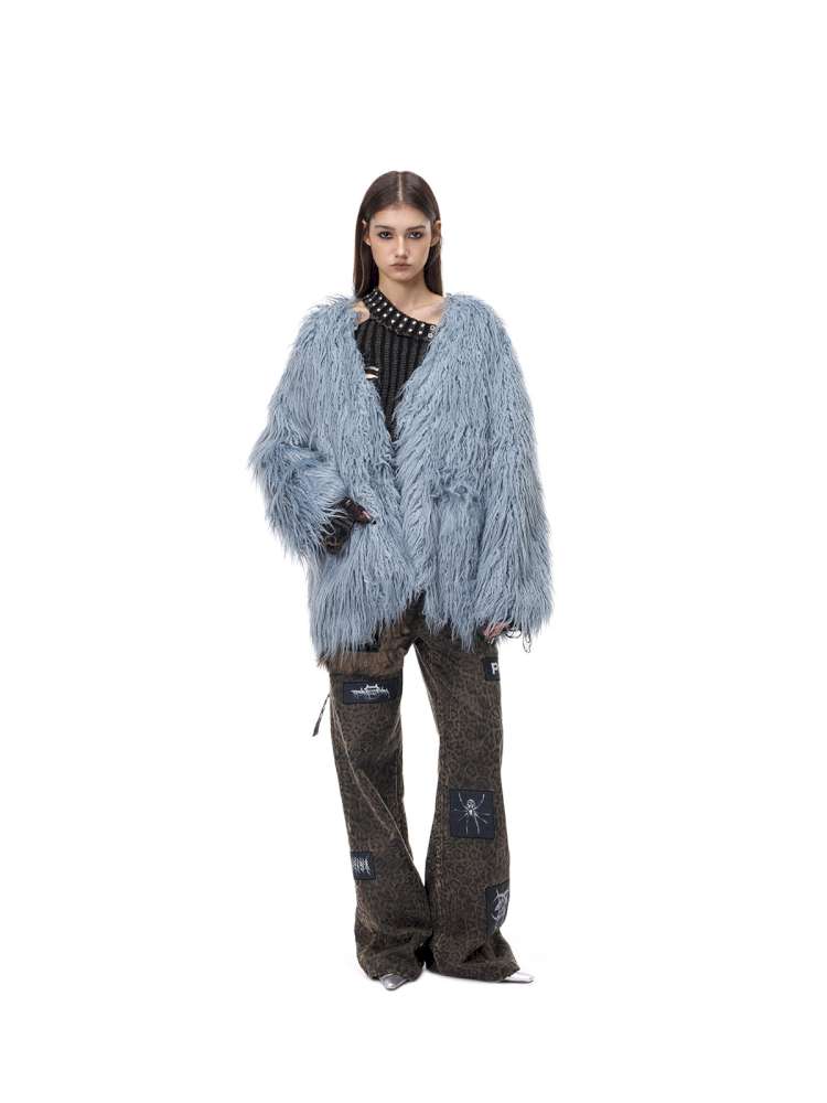 Pink Blue Sheep Fur Gal Jacket【s0000015133】