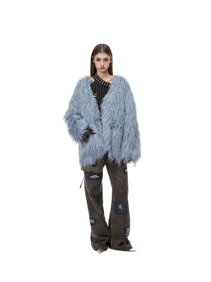 Pink Blue Sheep Fur Gal Jacket【s0000015133】