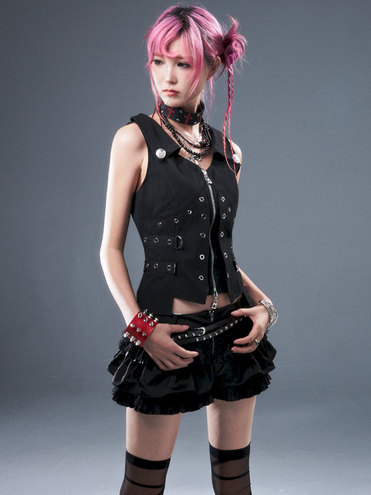 Punk Metal Slim-Fit Waist-Defining Vest【s0000012939】