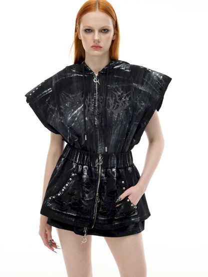 Cat-Ear Rock Punk Sleeveless Y2K Jacket【s0000014016】
