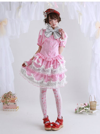 Pink Striped Lolita Shirt Top【s0000016559】