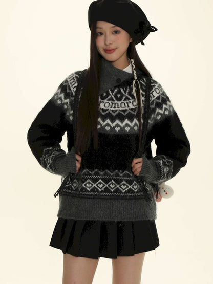 Fair Isle Striped Knit Top【s0000006024】