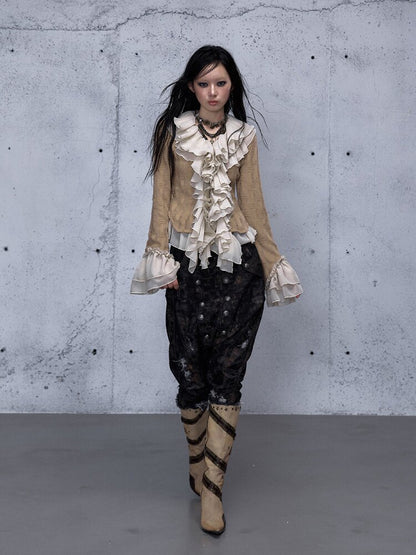 Ruffled Chiffon Flared Cardigan【s0000015548】