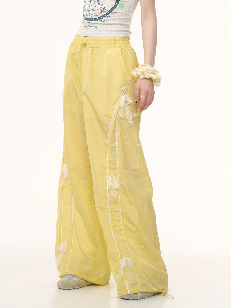 Wide-leg Straight Yellow Sports Casual Pants【s0000012239】
