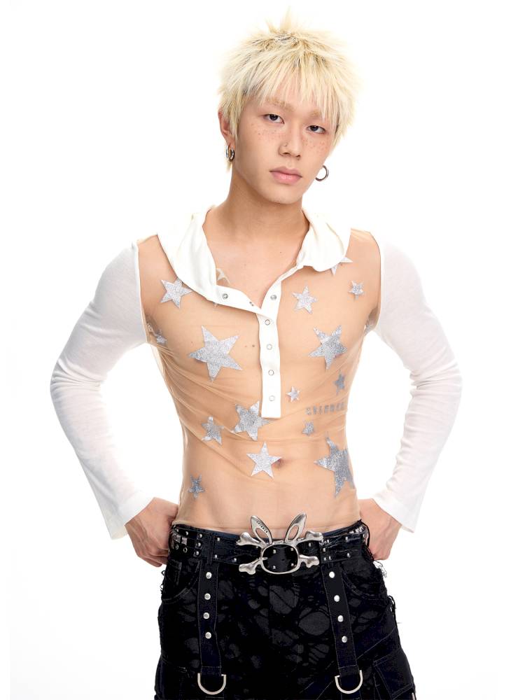 Mesh-Panel Long-Sleeve Top【s0000014416】