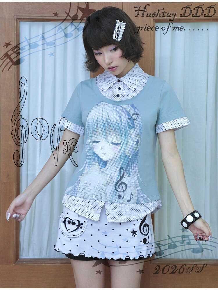 Comic Girl Fake Polka Dot Shirt【s0000016550】