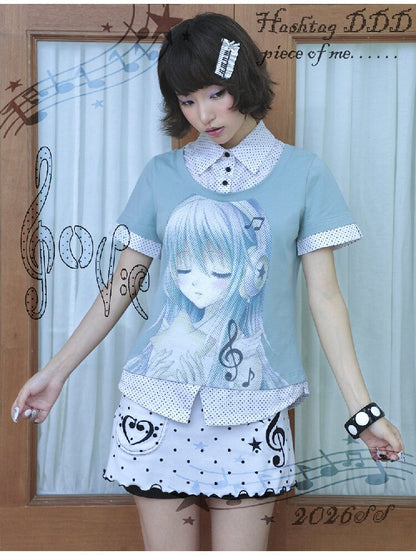 Comic Girl Fake Polka Dot Shirt【s0000016550】