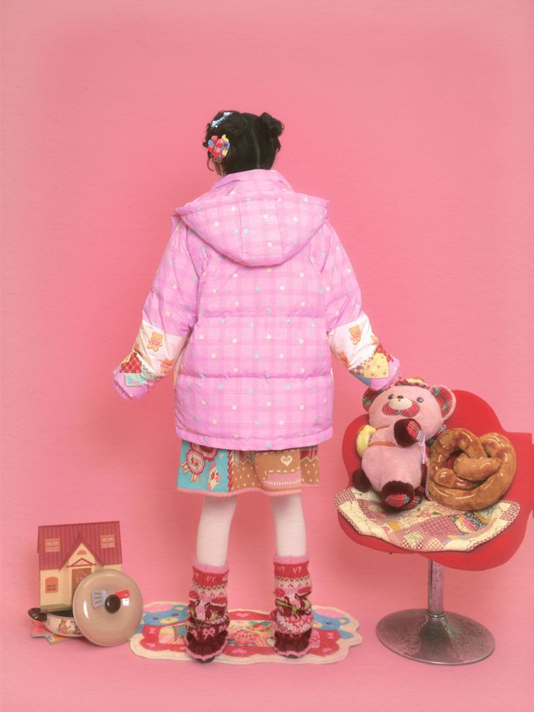 곰 핑크 따뜻한 후드 재킷 [S0000011331]