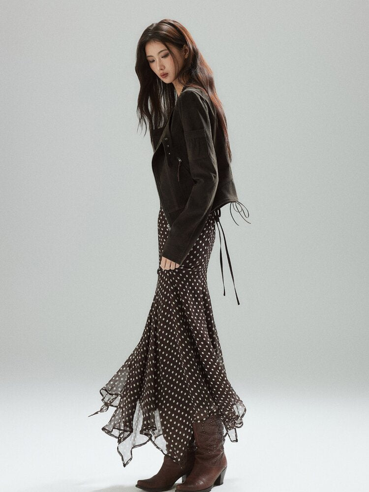 Coffee Polka Dot Tunic Sundress【s0000015595】