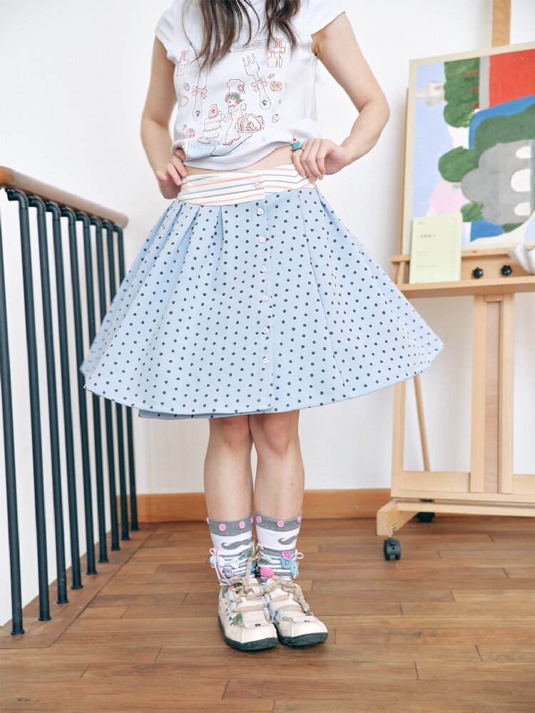 Minimalist Pleated Colorblock Skirt【s0000018718】