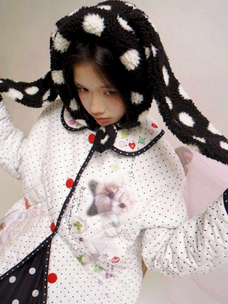 Notebook-Style Printed Cat Cotton Coat【s0000014527】