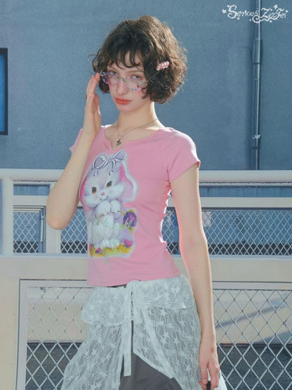 Small u neck short sleeve t-shirt【s0000013379】